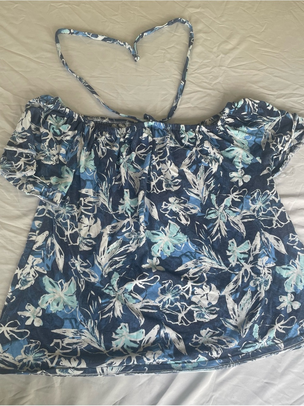 Lane Bryant Navy Blue Floral Off-Shoulder Camisole